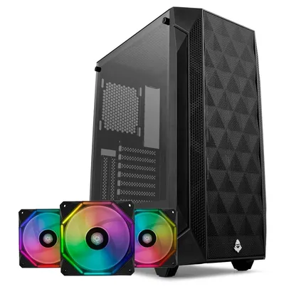 Kit Gabinete Mancer Verizon + Kit Ventoinhas Wave RGB 3x + Controladora | R$402