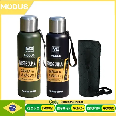 (NO BRASIL) Garrafa Térmica De Aço Inoxidável Portátil Vácuo Isolado Tumbler Com Corda - 1000ml 