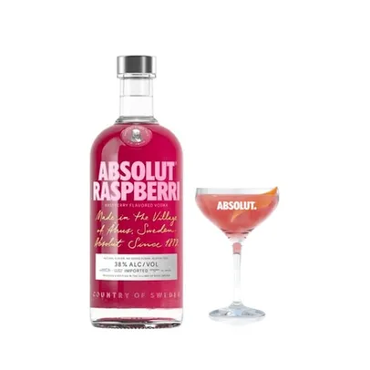 Vodka Absolut Raspberri + Taça Vidro Drinkability