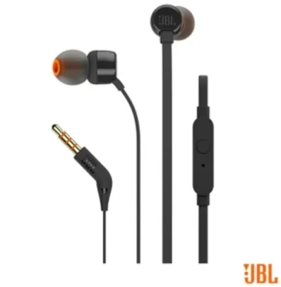 Fone de Ouvido JBL In Ear Intra-Auricular Preto - JBLT110BLK - JBLT110PTO por R$ 57
