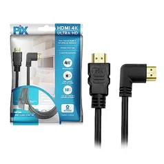 [+por- R$10,11] Cabo HDMI 2.0 4K 19 Pinos - Plug 90 Graus, 2 Metros