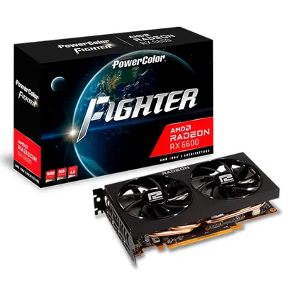 Placa de Vídeo Power Color Fighter AMD Radeon AXRX 6600 3DH, 8GB GDDR6, Preto - AXRX 6600 8GBD6-3DH