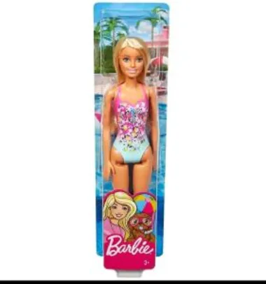 Boneca Barbie Moda Praia Maiô Rosa Florido GHH38 - R$25