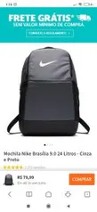 Mochila Nike Brasília 9.0 24 Litros - Cinza e Preto R$80