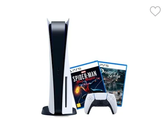 Console Sony PlayStation 5 + Jogo Demon´s Soul´s + Jogo Marvel´s Spider-Man: Miles | R$5000