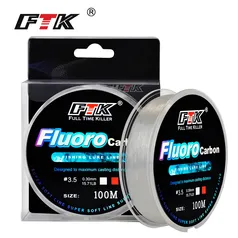 (Novos Usuários) Linha de pesca de fluorocarbono ftk 100m, linha líder, fibra de carbono - R$0,06