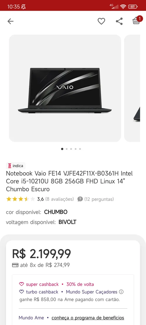 Imagem na descrição da promoção