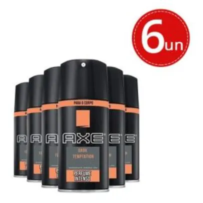 Kit Desodorante Aerosol Axe Body Spray Dark Tempatation - 6 unidades | R$ 29