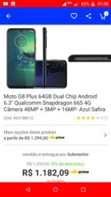 [APP] Smartphone Moto G8 Plus 64GB | R$1.182