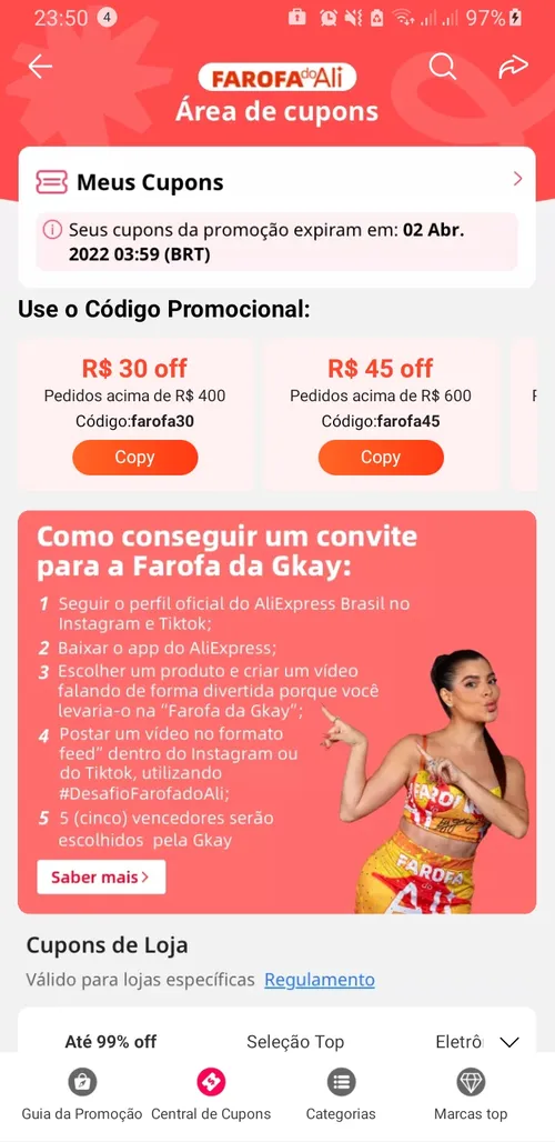 Imagem na descrição da promoção