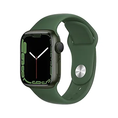 Apple Watch Series 7 (GPS), Caixa em alumínio verde de 41 mm com Pulseira esportiva trevo