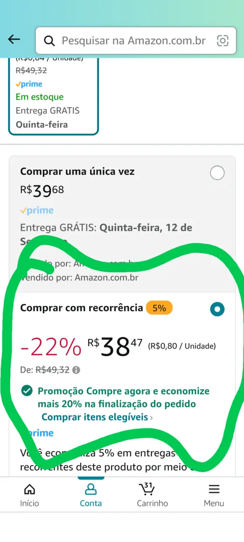 Imagem na descrição da promoção