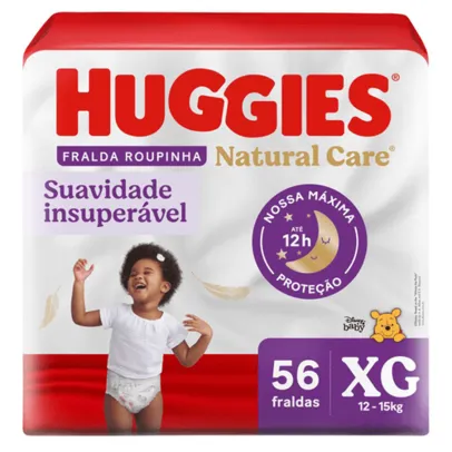 (Levando 4 - R$170,36) - Fralda Roupinha Huggies Natural Care XG 56 Unidades