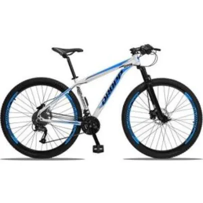 Bicicleta 27 Marchas Aro 21 - Shimano Acera Dropp Aluminum Branco e Azul | R$ 1.349