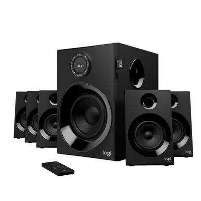 Caixa de som Multimidia Logitech Z607 com Sistema 5.1 Som Surround, Conexão Bluetooth ou 3,5mm, Rádi