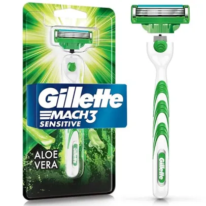 Gillette Mach3 Sensitive Aparelho de Barbear Recarregável com Aloe Vera & Vitamina E, Ideal para Peles Sensíveis, 1 Ud