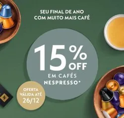 Nespresso: 15% OFF em cápsulas de café