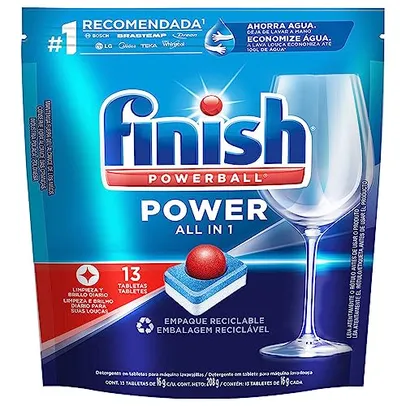 [ PRIME | REC | Leve 4 Pague 3 - R$ 26 CADA ] Detergente para Lava Louças em Tablete Finish 13 unidades