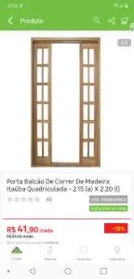 Porta Balcão De Correr De Madeira Itaúba Quadriculada - 2.15 (a) X 2.20 (l) - R$42
