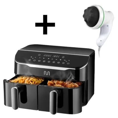 Kit Fritadeira Elétrica Air Fryer 8L 127V + Massageador Corporal Body Fit