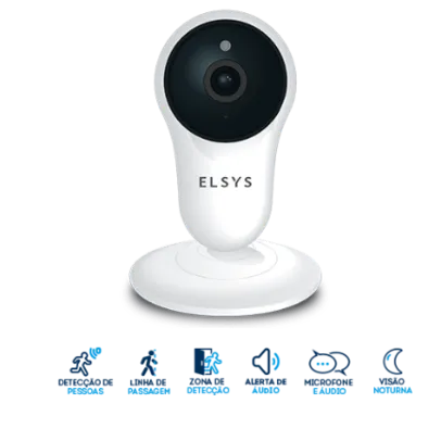 Câmera de Segurança Wi-Fi Fixa com Inteligência de Vídeo HD Branca ESC-WY3 Elsys