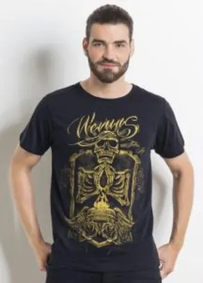 Camiseta Preta Masculina com Estampa Frontal - R$25