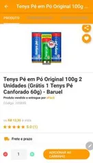 [APP]Kit Tenys Pé em Pó Canforado 100g 2 Unidades (Grátis 1 Tenys Pé Original 60g) - Baruel | R$13