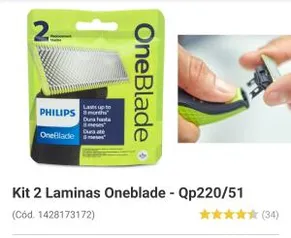 Kit 2 lâminas OneBlade | AME: R$82