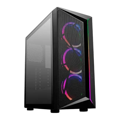 Gabinete Gamer Cooler Master CP 510, ARGB, Mid-Tower, Lateral de Vidro, Com 3 Fans, Preto, CP510-KGNN-S02