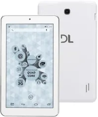 Tablet DL X Quad Core 2 com tela de 7”, 8GB, 2 Câmeras, Suporte à Modem 3G , Android 5.1 e Processador Quad Core de 1.2 Ghz - Branco