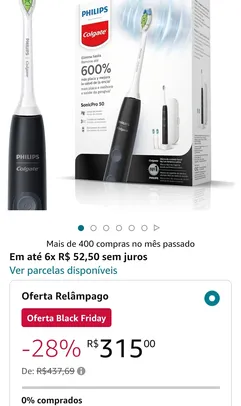 Philips Colgate Sonic Pro 50 - Escova de Dente Elétrica, Recarregável, bivolt, com 2 refis e estojo de viagem