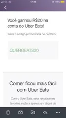 Cupom de 20 reais ubereats