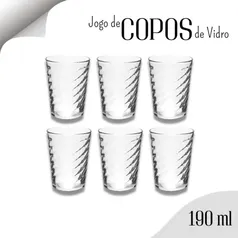 [Moedas + cupom agite R$1,54] Jogo De Copos De Vidro 190 Ml - Kit C/06 - Nybc
