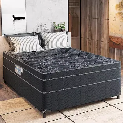 Cama Box Casal Portobel + Colchão Diplomata com Espuma D-45 65x138x188cm - Preto