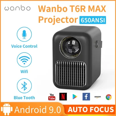 Projetor Wambo T6R Max Full HD, Led, wifi, 650 ansi e controle de voz