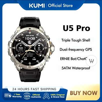 [Taxa inclusa] SmartWatch Kumi u5 pro 1.43 ′′ tela amoled gps relógio inteligente bluetooth