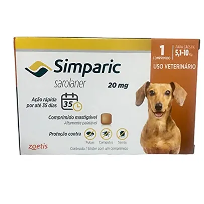 Simparic para cães de 5,1 Até 10kg (20 mg) | R$47