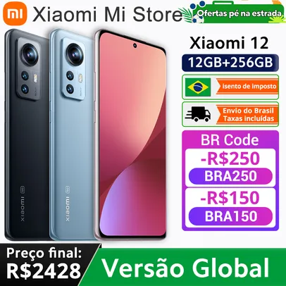 Smartphone Xiaomi 12 NFC Snapdragon 256GB, Câmera 50MP, Carregamento 67W, 8 Gen 1, 120Hz