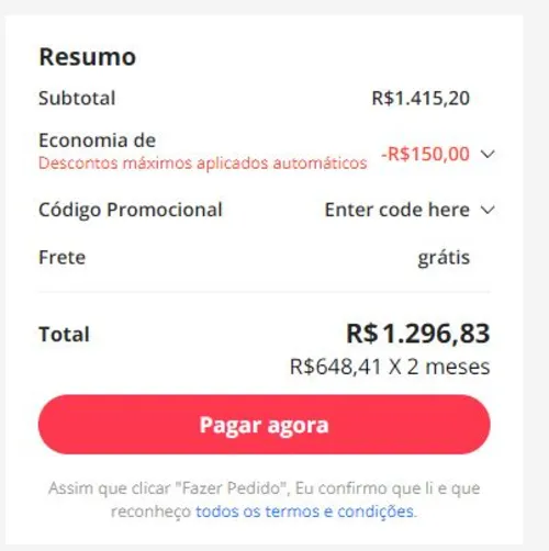 Imagem na descrição da promoção