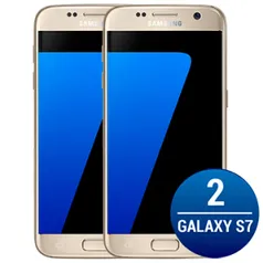 Kit com 02 Smartphone Galaxy S7 Dourado, Tela 5.1", 4G+WiFi+NFC, Android 6.0, 12MP, 32GB - Samsung | R$ 3768