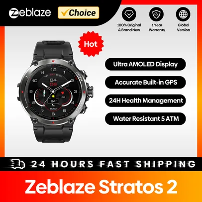 [TAXA INCLUSA+MOEDAS R$ 85] SmartWatch Zeblaze Stratos 2 Com GPS Integrado