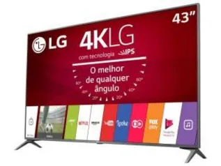 Smart TV LED 43” LG 4K/Ultra HD 43UJ6565 webOS 3.5 2 USB 4 HDMI - R$ 1614