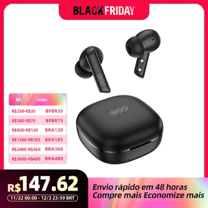 [Taxa Inclusa] QCY HT05 Melobuds ANC Fone de ouvido sem fio Bluetooth, 40dB com cancelamento de ruído