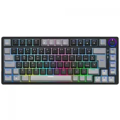 Teclado Gamer SuperFrame Ribbon, Wireless, RGB, Switch Red, 75%, ABNT2, Hot Swap, Black/Grey