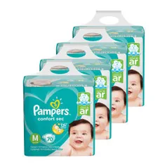 Kit de Fraldas Pampers M Confort Sec Super - 280 Unidades