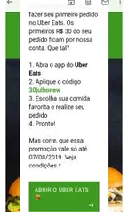 [Usuários Selecionados] R$ 30 OFF no primeiro Pedido