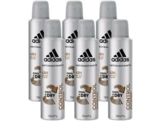 Kit 6 desodorante aerosol adidas control cool dry