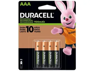 [magalupay] Pilha Recarregável AAA Duracell 900mAh 4 Unidades | R$50