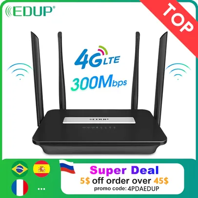 Roteador EDUP 4G LTE 300Mbps | R$220