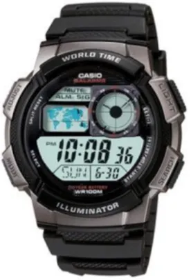 Relógio Masculino Casio Digital, Pulseira e Caixa em Resina, 5 Alarmes com Soneca, com Iluminação, Resistente à Água 100m